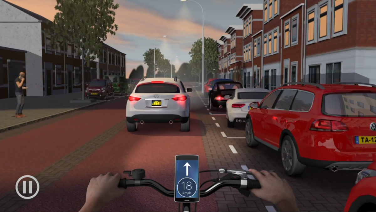 Scherm met fragment uit de videotraining Blikveld e-bike