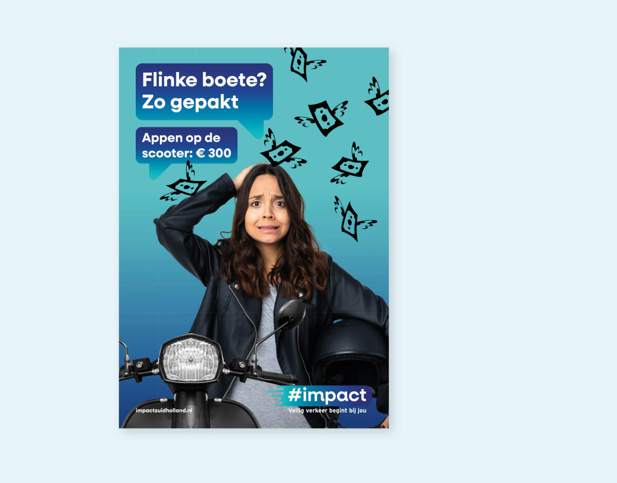 Poster #impact Scooter: flinke boete, zo gepakt A1
